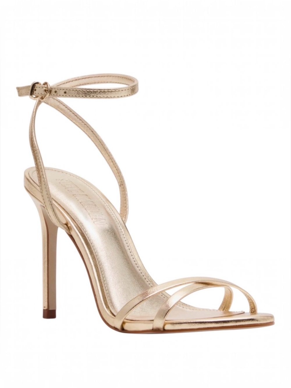Steve Madden Jypsey Metallic Gold Leather Strappy Stiletto Heel Size 9.5